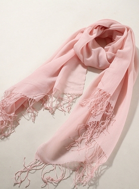 晓晓外贸 百搭美物 多季可用 轻盈 粉色羊毛围巾披肩~A4839