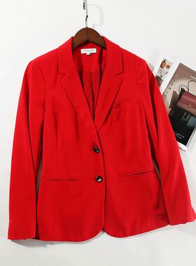 晓晓  外贸女  品质巨好大气明艳战袍级 红色西装 休闲外套~A3531