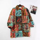 外贸女 外套 宽松微廓型 5折 腰果花 复古范中长款 100%羊毛 A3480