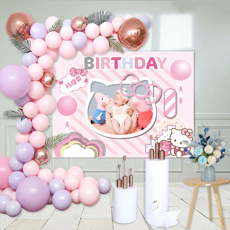 kt儿童成人生日背景宝宝满月海报