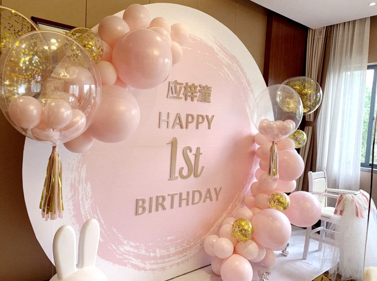 圆形生日背景墙kt定制成人宝宝
