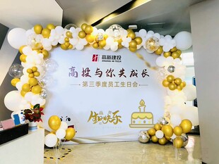 员工生日背景板定制公司集体派对聚餐背景墙拍照留影区签到处kt板