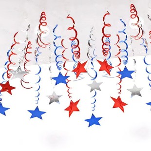 员工生日会装饰套装桌飘浪漫五角星拉花吊顶铝膜气球节日派对布置