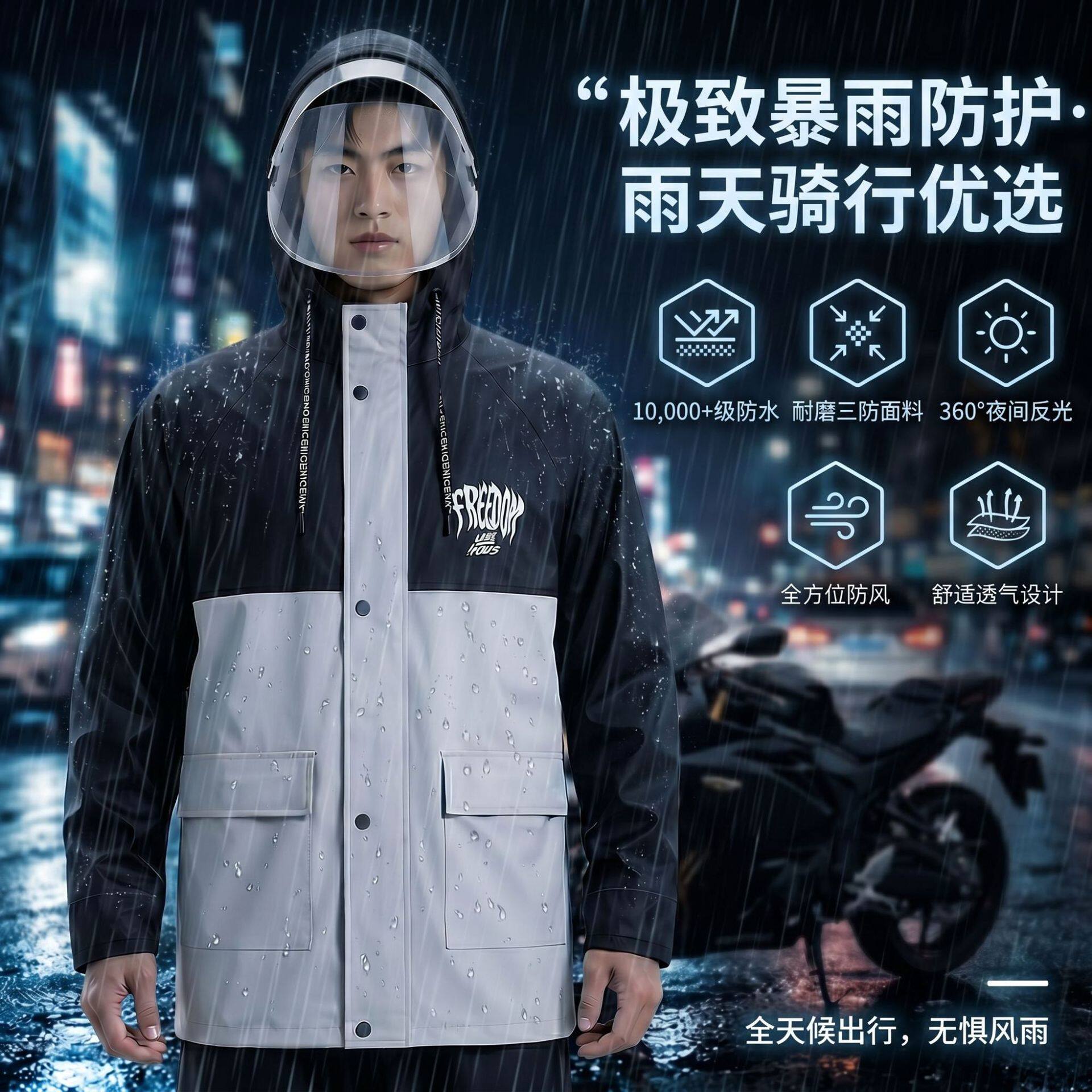 骑行服雨衣分体式雨裤全身防暴雨套装骑行雨披防风便捷速干雨衣