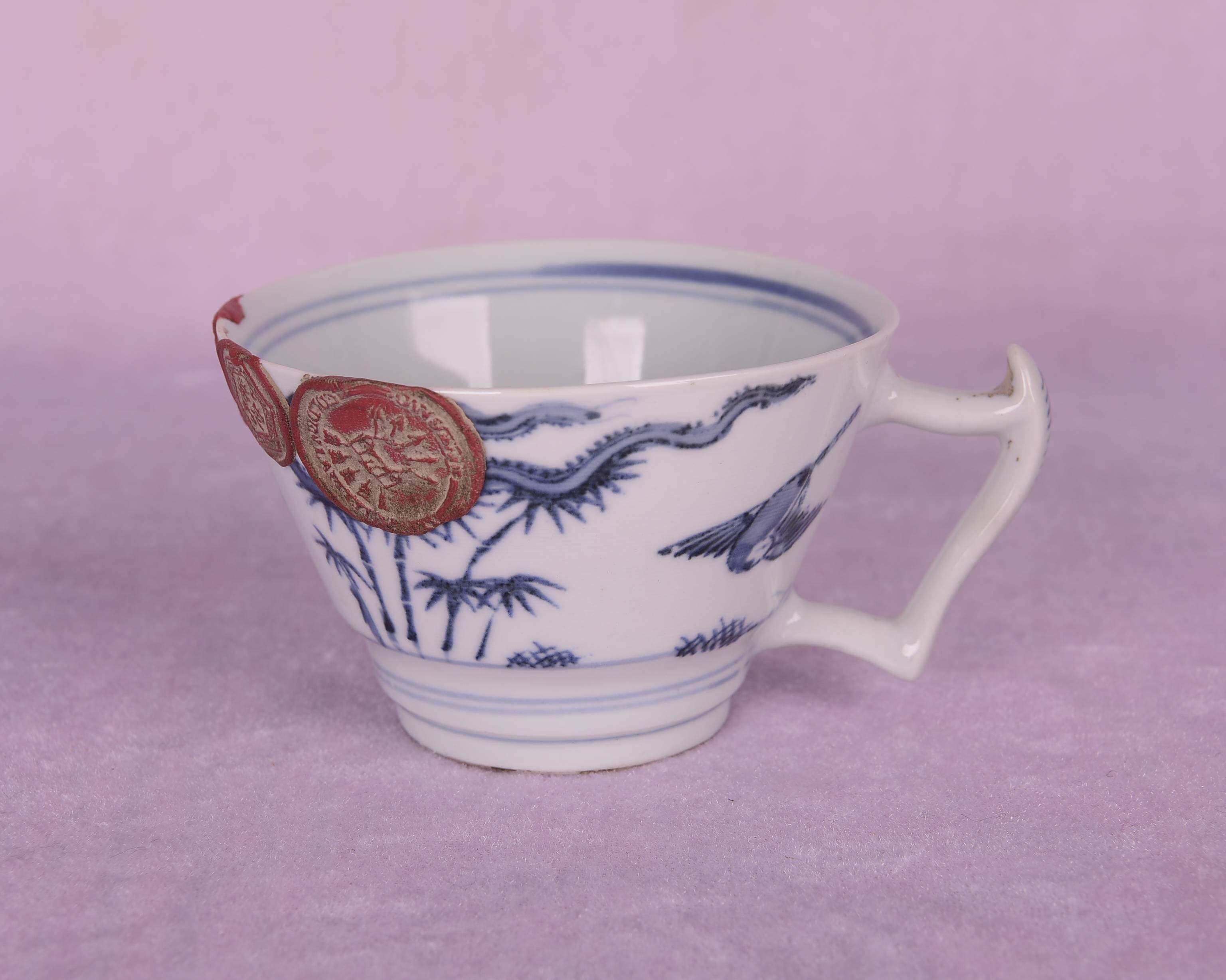 大明天启青花花鸟纹罗斯柴尔德火漆印外销荷兰马克杯