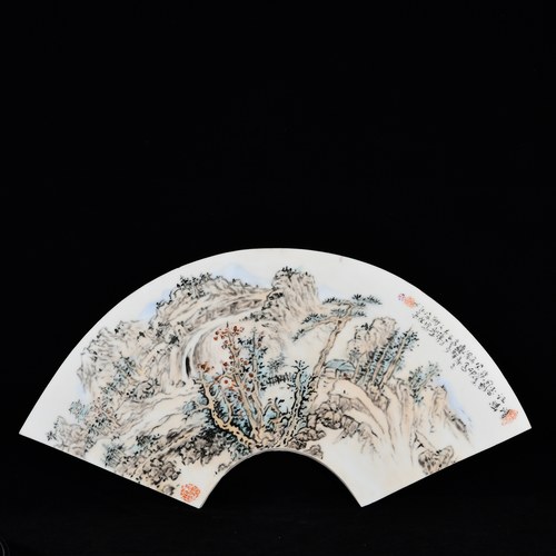 民国舍得斋主骆虎牛羊绘粉彩清江