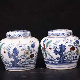 大明成化年制斗彩蕉叶灵石花卉纹天字罐