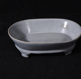 大宋汝窑天青釉铁线纹乾隆辛巳御题水仙盆