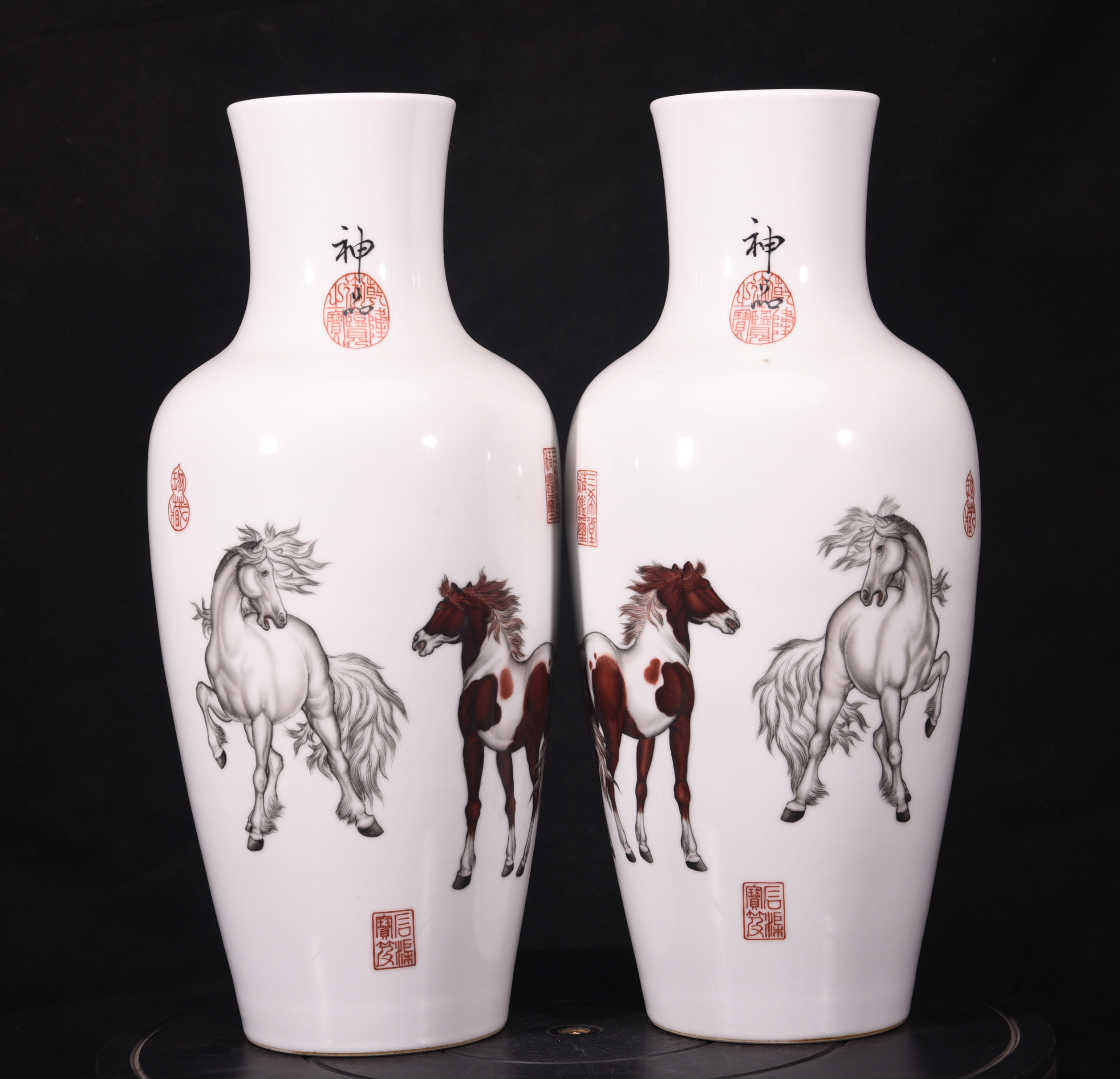 大清乾隆督窑官唐英督造郎世宁绘珐琅彩洋彩西洋马纹观音尊