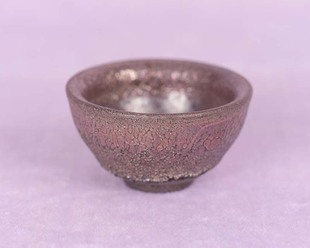 大唐鲁山窑古松乌金釉蚯蚓走泥纹油滴酒杯茶杯