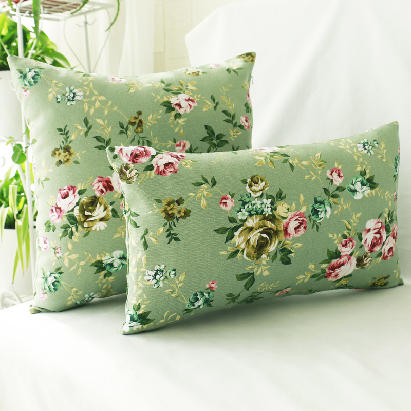 田园清新纯棉活性印花抱枕套靠垫套客厅办公室沙发枕套床头布艺