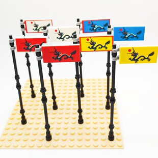 原创小颗粒积木打印件清朝清军八旗旗子正黄旗正红旗镶黄旗镶红旗