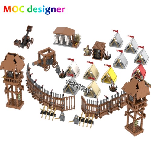 小颗粒积木原创积木露营营地野游帐篷三国小侠人仔兵营新款魏蜀吴