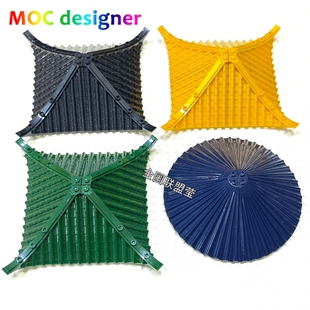 中国古风积木拼插古代建筑屋顶亭子屋檐moc配件屋檐瓦片房顶