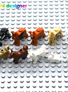 国产MOC小颗粒积木配件白色宠物狗48812小白兔子29685动物咖啡色
