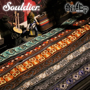 美产souldier手工高端刺绣背带真皮头大师同款电吉他贝斯贝司背带