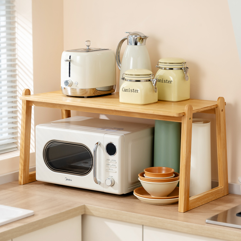 微波炉置物架厨房烤箱架子实木