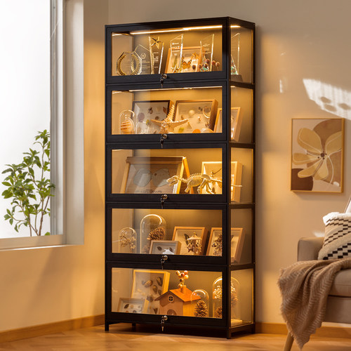 手办展示柜带锁模型玩具透明吧唧谷子防尘储物架子收纳亚克力玻璃