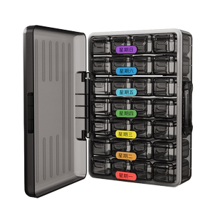 药盒一周七天早中晚大容量药物收纳盒便携式吃药提醒药品分装盒子