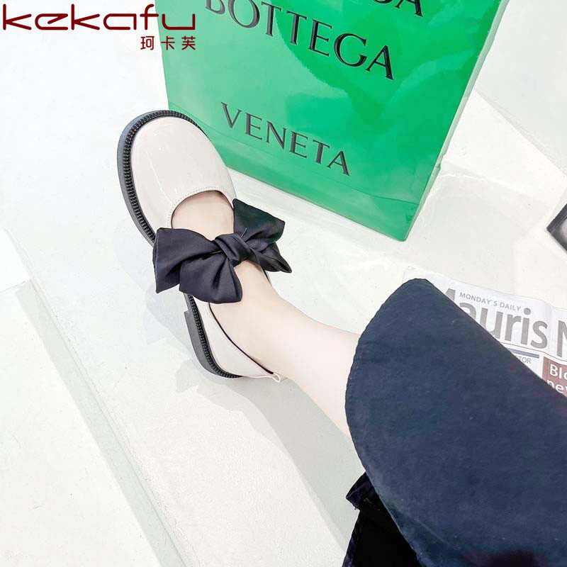 品牌清仓珂卡芙英伦小皮鞋女低跟乐福鞋蝴蝶结漆皮玛丽珍春秋单鞋