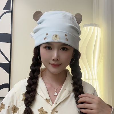 月子帽纯棉春秋孕妇产后防风帽子夏薄款发带产妇大头围吸汗妈妈帽 — 4