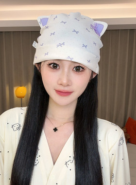 春夏薄款月子帽发带纯棉