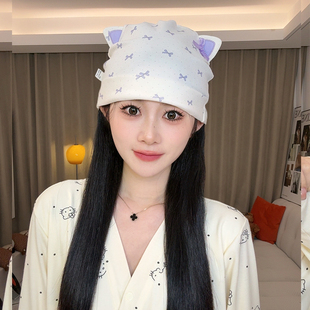 春夏单层纯棉月子帽轻薄透气不闷汗孕妇坐月子发带产后防风帽头巾