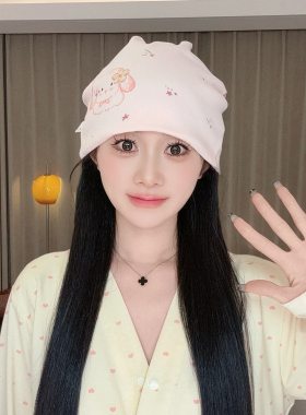秋冬纯棉月子帽堆堆帽护额头巾