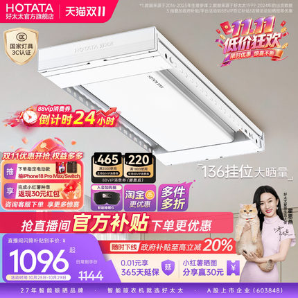 好太太电动晾衣架隐形嵌入室内家用阳台全自动升降智能语音晾衣杆