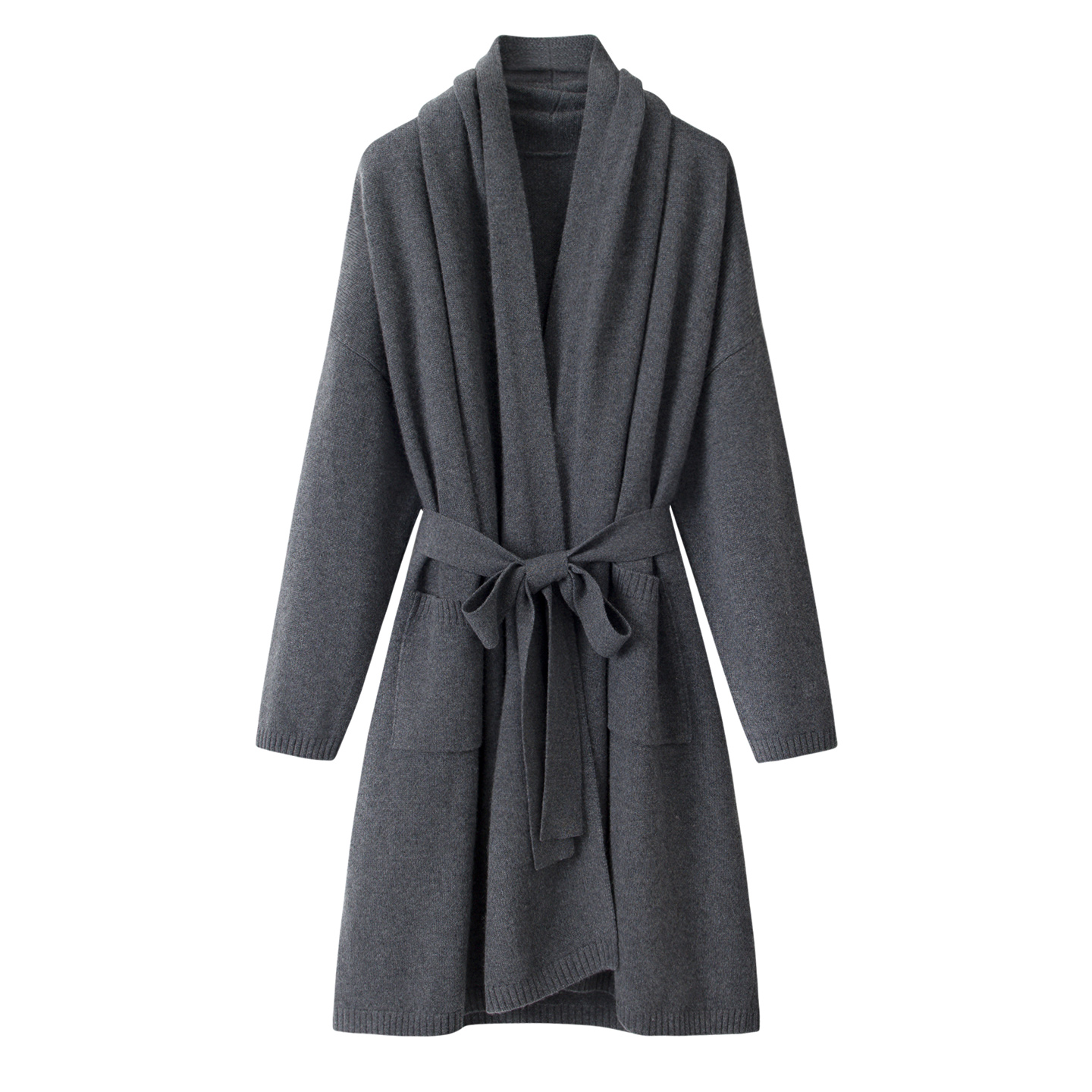 100纯羊绒衫女士中长款加厚气质显瘦修身羊绒大衣系带外套秋冬新