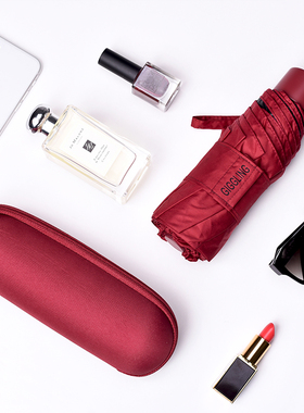 超轻太阳伞防晒防紫外线遮阳小清新女折叠晴雨黑胶迷你五折口袋伞