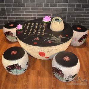 现代简约新中式复古典仿古家居创意客厅庭院树脂茶台茶几邂缘水景