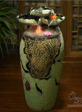 中式风仿古假山流水树脂工艺品