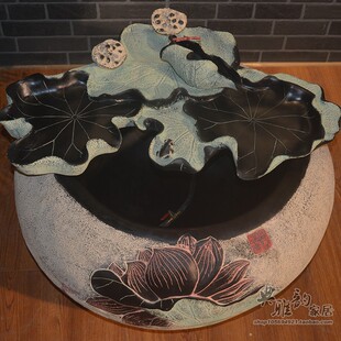 新仿古树脂工艺品假山流水景摆设会所家居装 饰鱼缸喷泉大荷香