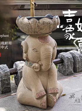 创意卫浴用品中式田园艺术立柱盆洗面盆阳台小户型吉祥如意洗手盆