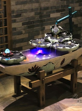 假山鱼池景观树脂爱莲说风水轮