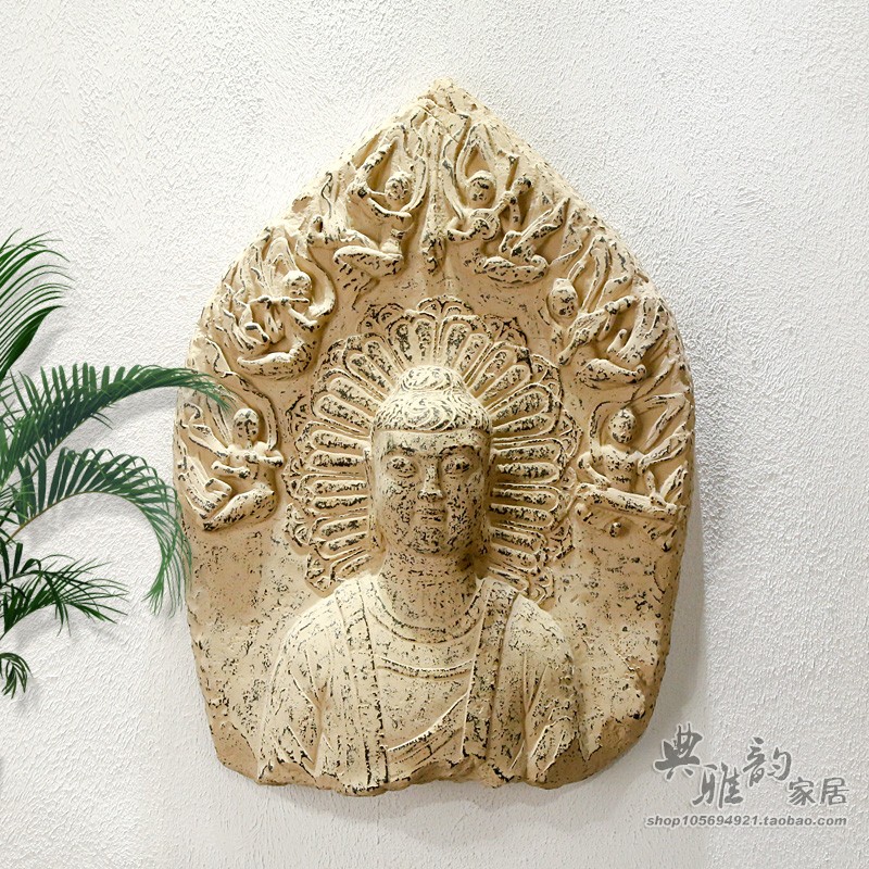 中式无框树脂酒吧佛像飞天壁画