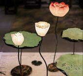 树脂工艺落地灯清尘 饰灯客厅荷花灯饰中式 佛堂祠堂家装 灯具创意装