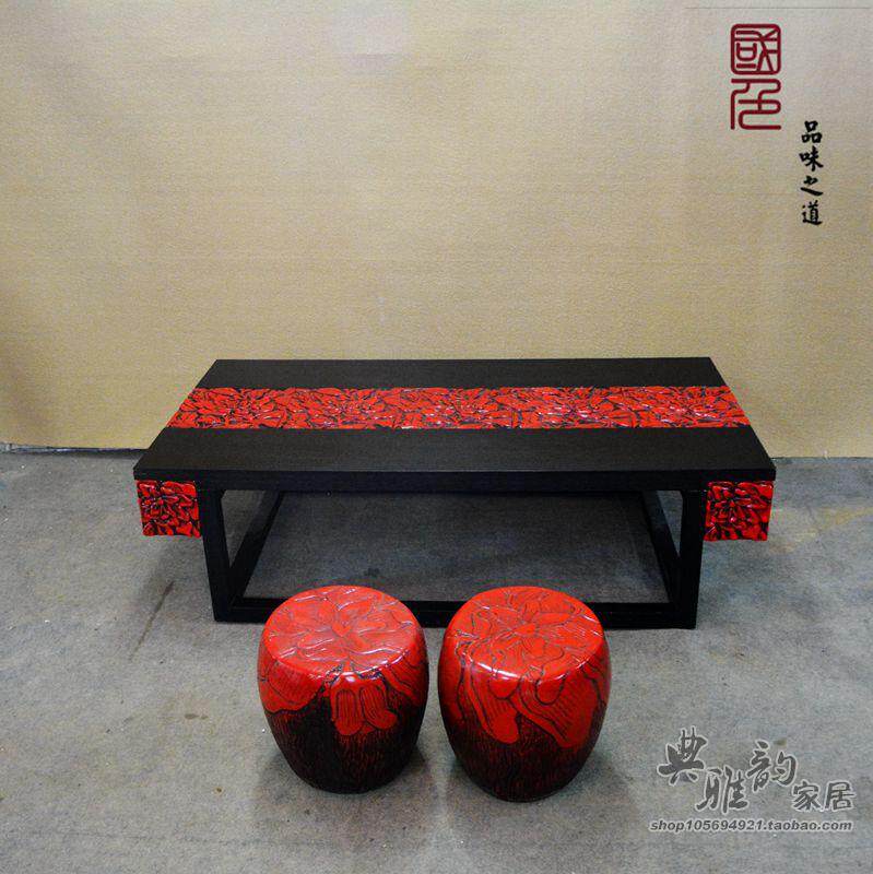 中式风树脂客栈会所茶几