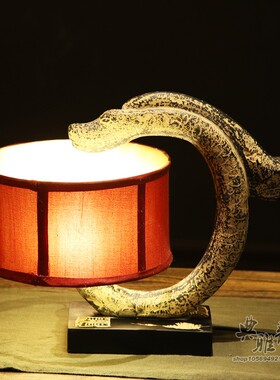 现代简约创意新中式仿古树脂客栈会所茶庄家居灯饰具玉龙台灯时光