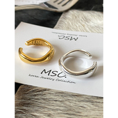 洗手不用摘法式 celi刻字弧形叠戴戒指女素圈设计感小众气质指环女