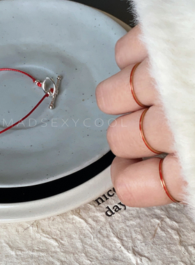 25款本命年红色极细戒指女极简设计食指戒轻奢精致高级感指环好运