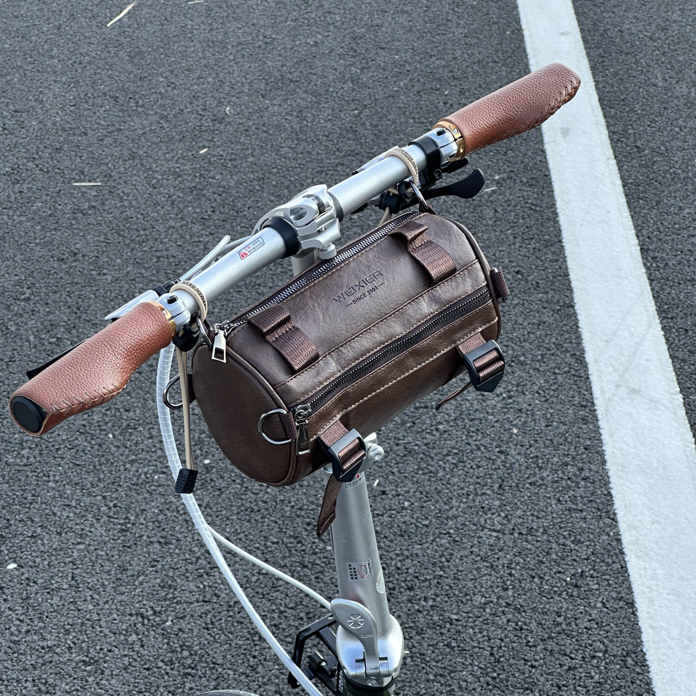 适用于brompton小布大行折叠自行车复古皮质车头挂包通用款配件