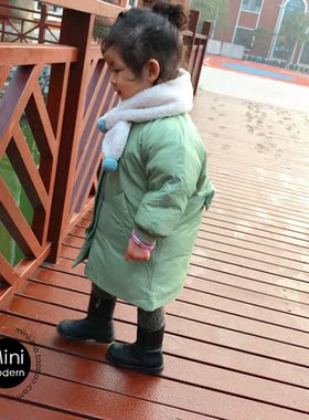 韩国进口冬季男女童柔软舒适透气中长款鸭绒羽绒服保暖棉服外套