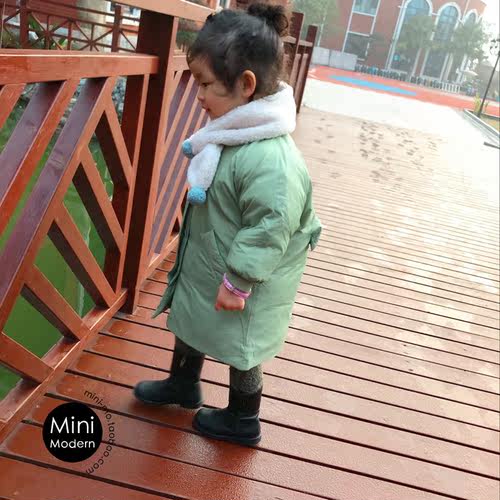 韩国冬季男女童中长鸭绒棉服外套