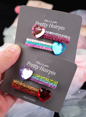 韩国原装进口女童可爱甜美水果爱心彩虹独角兽发夹头饰鸭嘴夹边夹