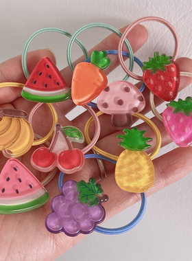 韩国原装进口女童樱桃西瓜葡萄香蕉菠萝蘑菇胡萝卜头绳小皮筋2根