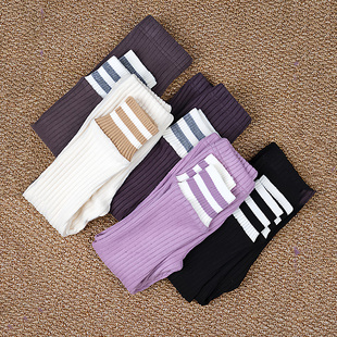 韩国原装进口春秋男女童柔软舒适时尚坑条纹收口打底长裤爆款裤