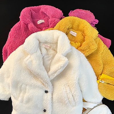 韩国秋冬女童加厚泰迪毛绒外套