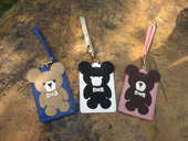 韩版 日本订单 卡通小熊 卡套皮质公交卡套门禁卡套附手腕带